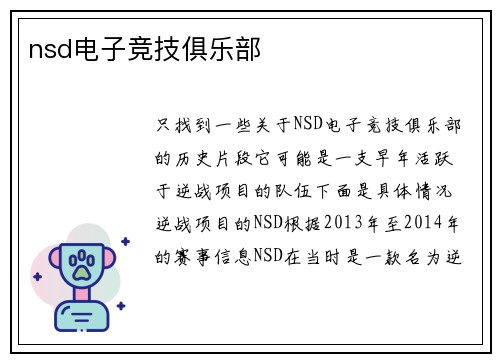 nsd电子竞技俱乐部
